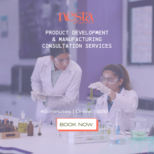 Cosmetic product development and manufacturing consultation by Nesta Botanicals